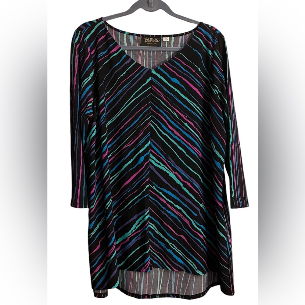 Bob Mackie Wearable Art - Painterly Stripe Tunic Blouse